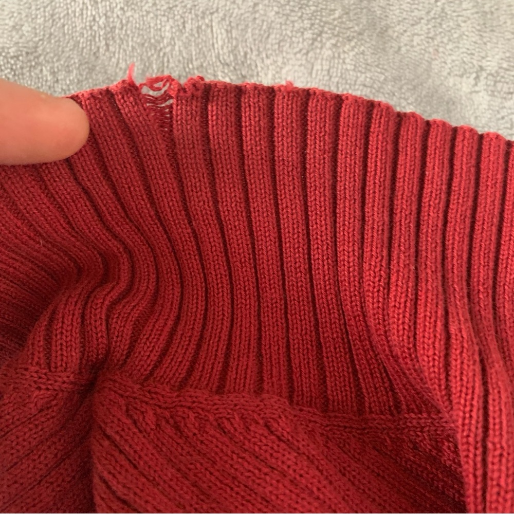 Nordstrom Red Ribbed Women's Sweater 100% cotton - Picture 2 of 12